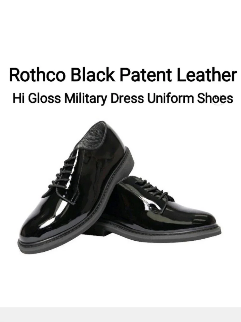 Rothco Black Patent Leather Hi Gloss Military Dress Uniform Shoes, Size 12W
